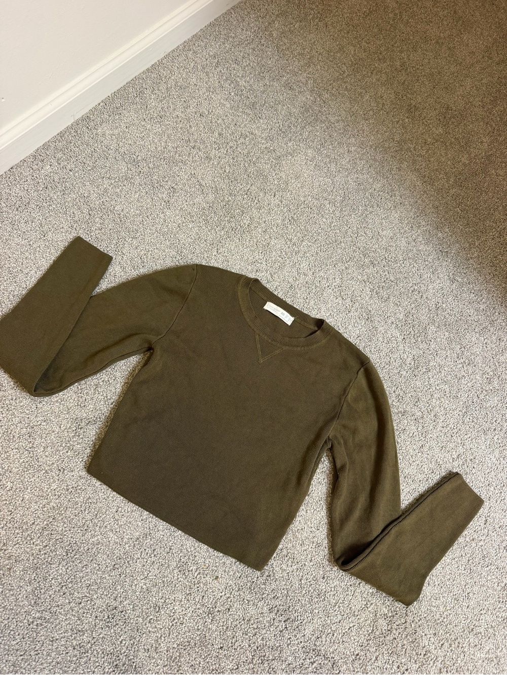 Olive Green Women's Crewneck Long-Sleeve Top